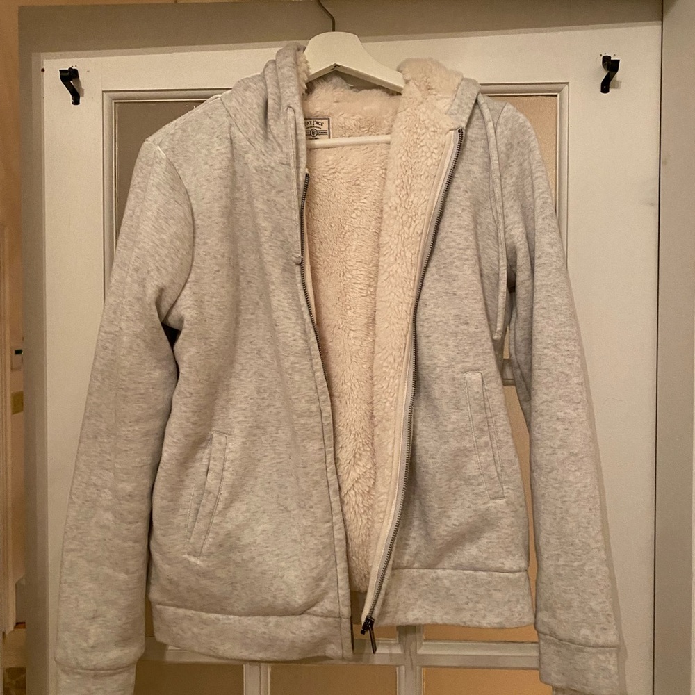 Fatface fuzzy zip up hoodie.